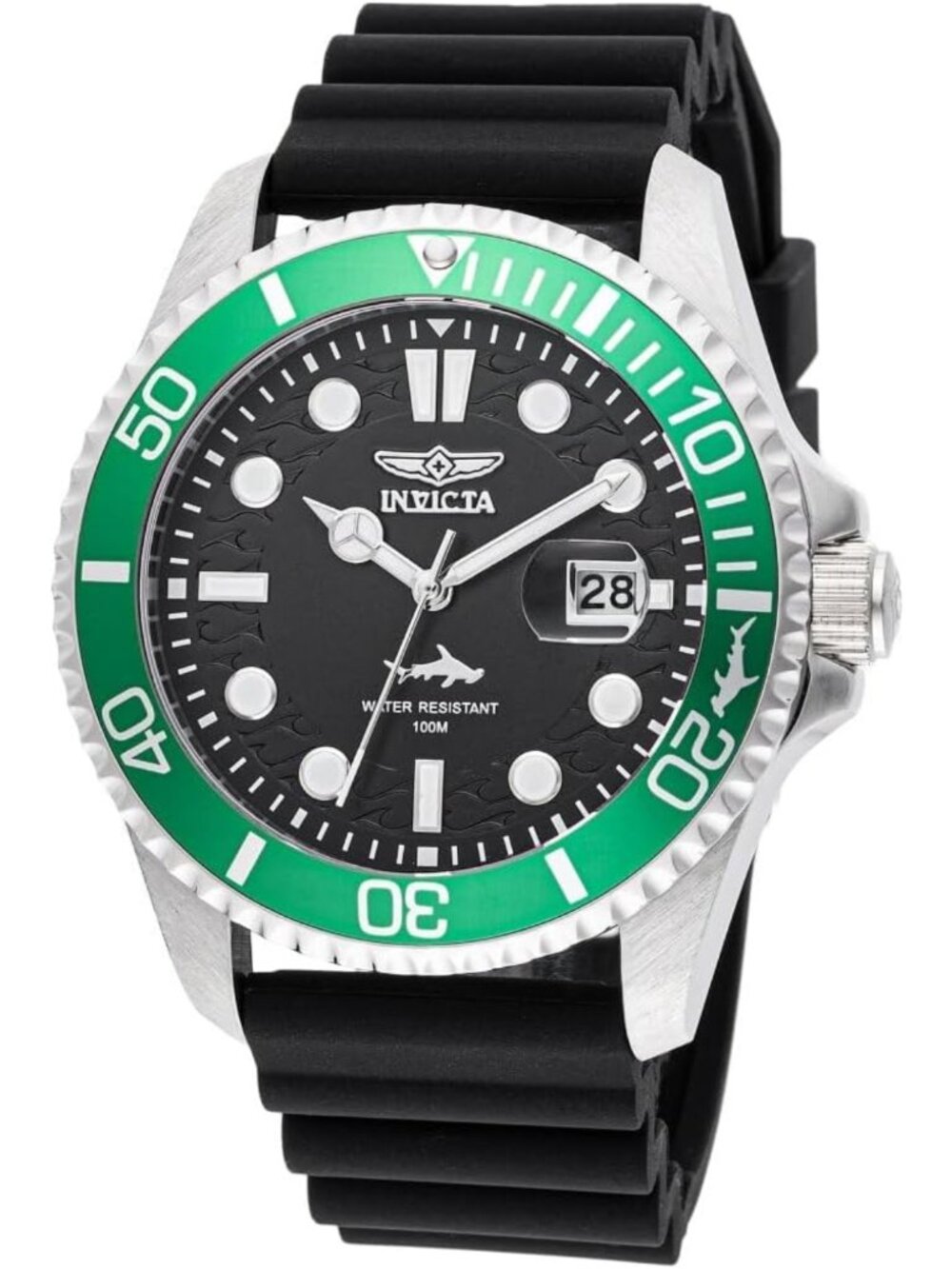 Men's 43mm Stainless Steel Pro Diver Watch - Black Dial, Water-Resistant